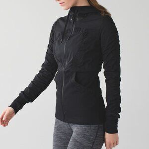 Lululemon Dance Studio Full Zip Jacket Womens 6 Black Gray Reversible Hooded